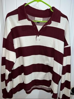 Universal Thread Maroon and Cream Striped Polo